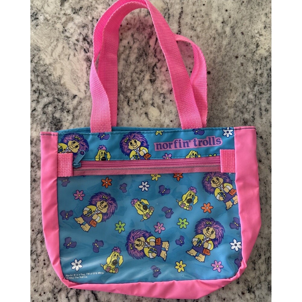 Adorable Vintage 1992‎ Norfin Trolls Hook and Loop Closure PVC Bag